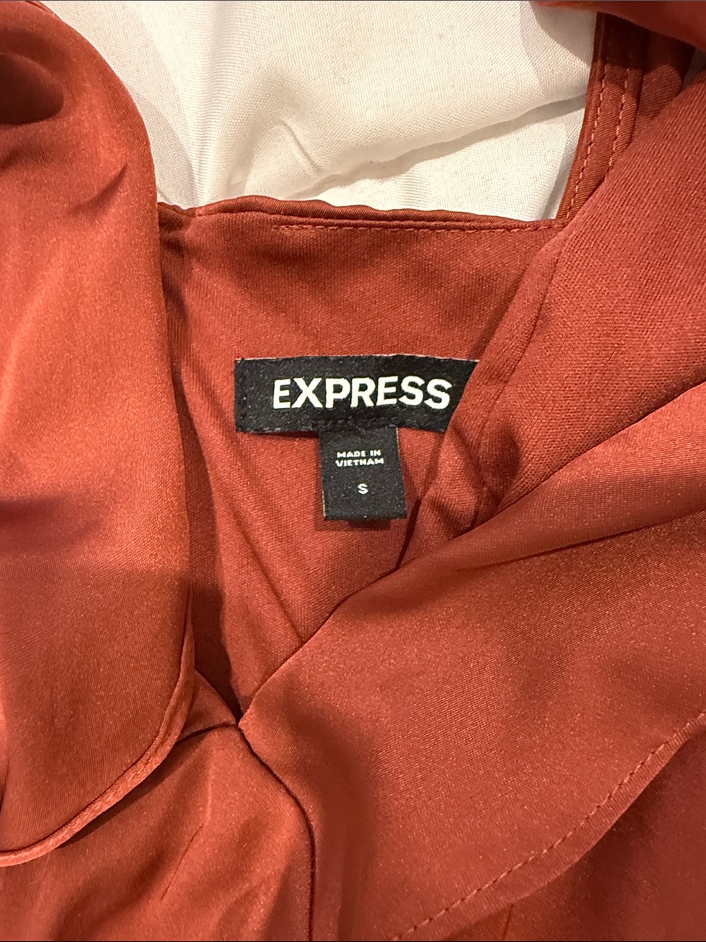 Express Rust High-Low Ruffle Slip Dress - Picture 4 of 4